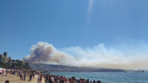 FOTOS | Incendio forestal en Laguna Verde se propaga hacia las viviendas
