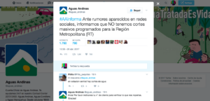 Tuit de Aguas Andinas deja en evidencia que la empresa no tiene idea dónde está parada