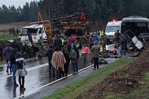 Bus de Carabineros chocó de frente con camión en Cañete
