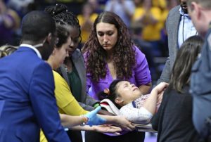 Promesa de la gimnasia artística de Estados Unidos puso fin a su carrera tras romperse las piernas en plena rutina