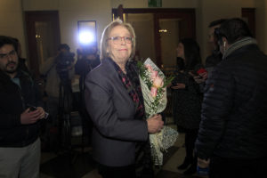 Repetto fue recibida entre aplausos en la Corte: 