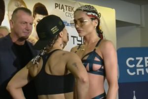 VIDEO | Boxeadora besa a rival y provoca pelea en pleno pesaje
