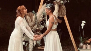 Las imágenes del matrimonio entre Grace Lazcano y Fernanda Pinilla