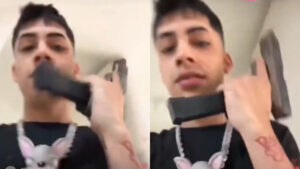 Con arma en mano e insultos: así respondió Cris MJ a funa de productor iquiqueño