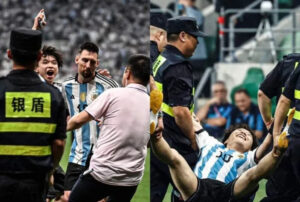 VIDEO - Todos los problemas de Messi en China: invasión de un fanático e incómoda entrevista