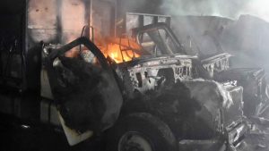 Un herido y 20 máquinas quemadas dejó ataque incendiario en la Región de Los Ríos