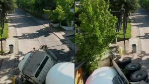 VIDEO - A metros de la casa del ex ministro Bellolio: camión perdió el control e impactó una casa en Lo Barnechea