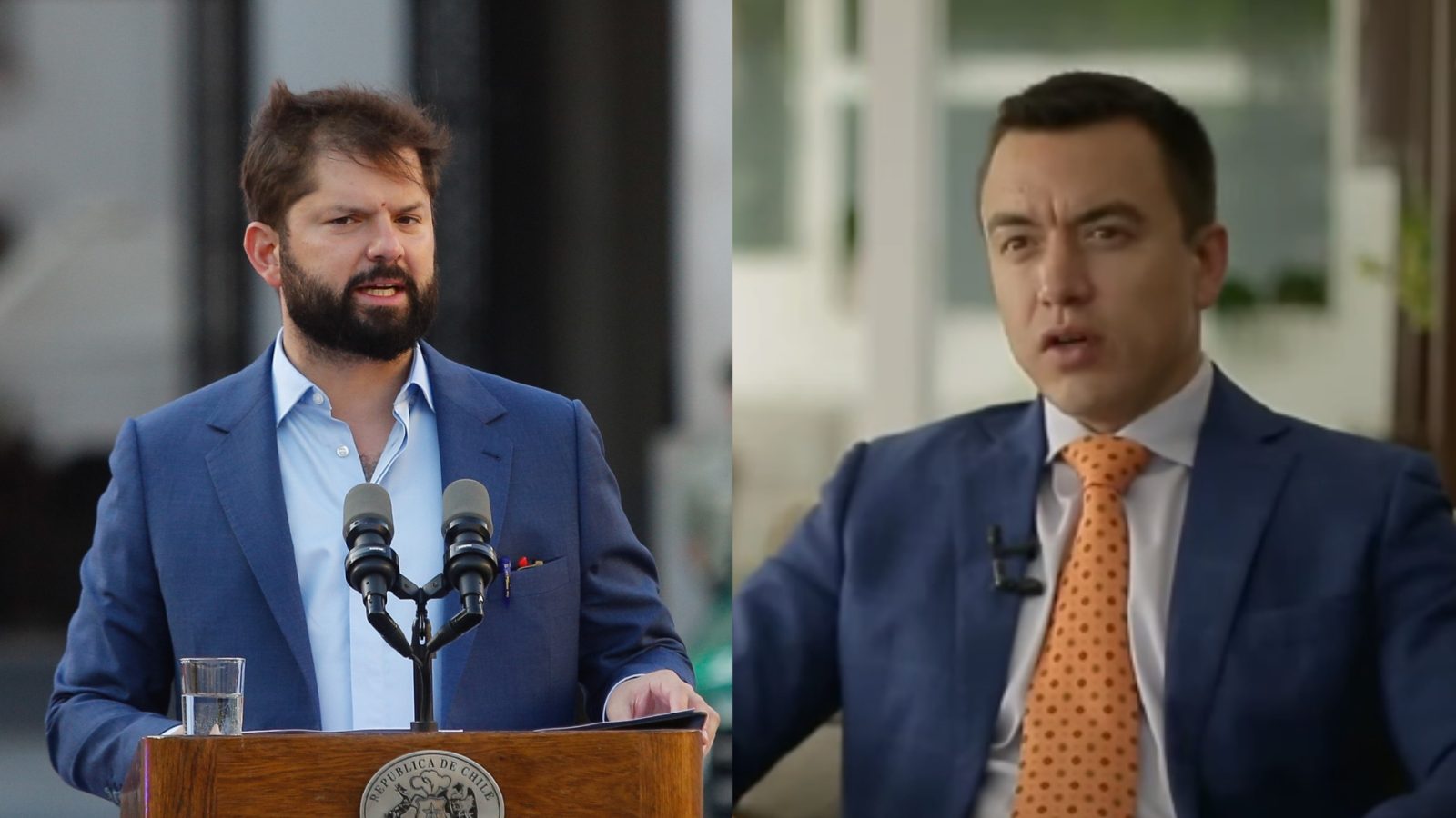 Presidente de Ecuador Daniel Noboa y Gabriel Boric