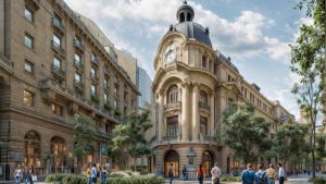 El nuevo destino del edificio de la Bolsa de Santiago en el centro: cowork, plaza pública y comercio