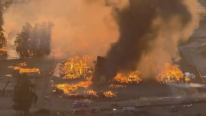 VIDEOS - Senapred ordena evacuación por incendio de planta de CMPC en Puente Alto