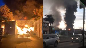 VIDEOS - Gigantesca emergencia en Cerrillos: incendio consume acopio de neumáticos y genera alarma por riesgo de propagación